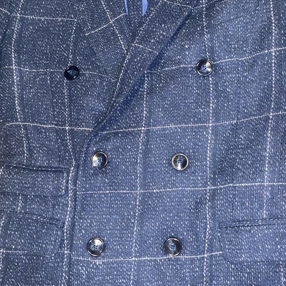Zara Navy Grid Double Breasted Blazer - Picture 4 of 4